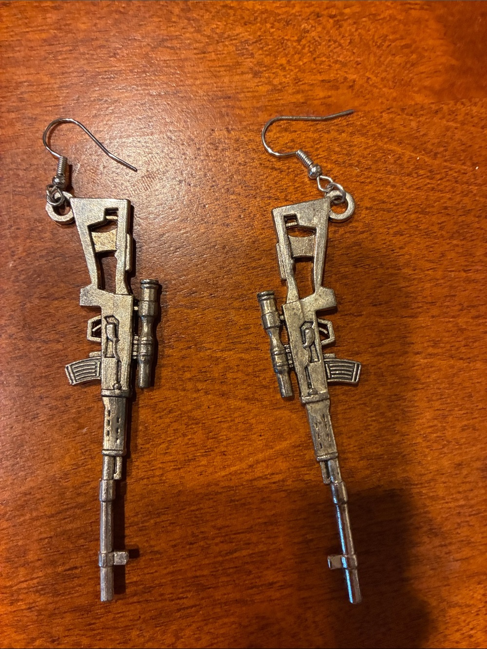 Silver Rifle Dangle Earrings - Women Jewelry